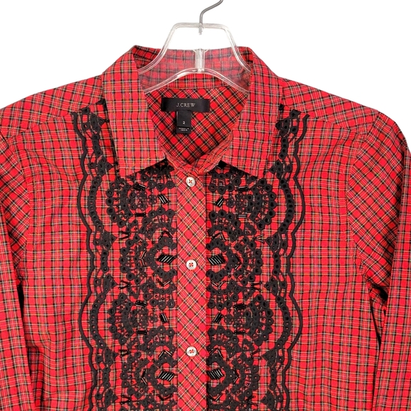 J. Crew Made in India Beaded Sequenced Checkerboard Button Up Shirt 2 - Picture 2 of 12